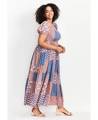 Avenue Plus Sophia Shirred Bodice Maxi Dress