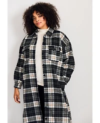 Avenue Women's Plus Brushed Long Shirt Jacket