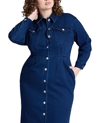 Eloquii Women's Plus Denim Fitted Dress