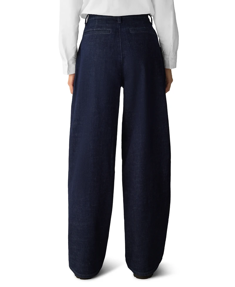 Eileen Fisher Women's High-Waisted Wide-Leg Cotton-Blend Denim Pants