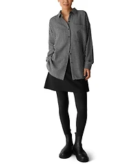 Eileen Fisher Women's Wool-Cotton Check Long-Sleeve Button-Down Shirt