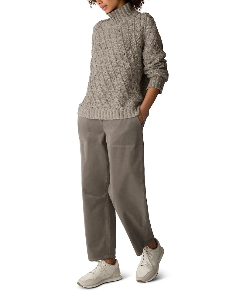 Eileen Fisher Women's Cable-Knit Turtleneck Cotton-Blend Sweater