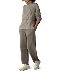 Eileen Fisher Women's Cable-Knit Turtleneck Cotton-Blend Sweater