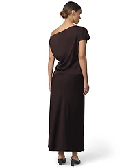 Joe's Jeans Women's Isla Asymmetrical Satin Drape Neck Blouse