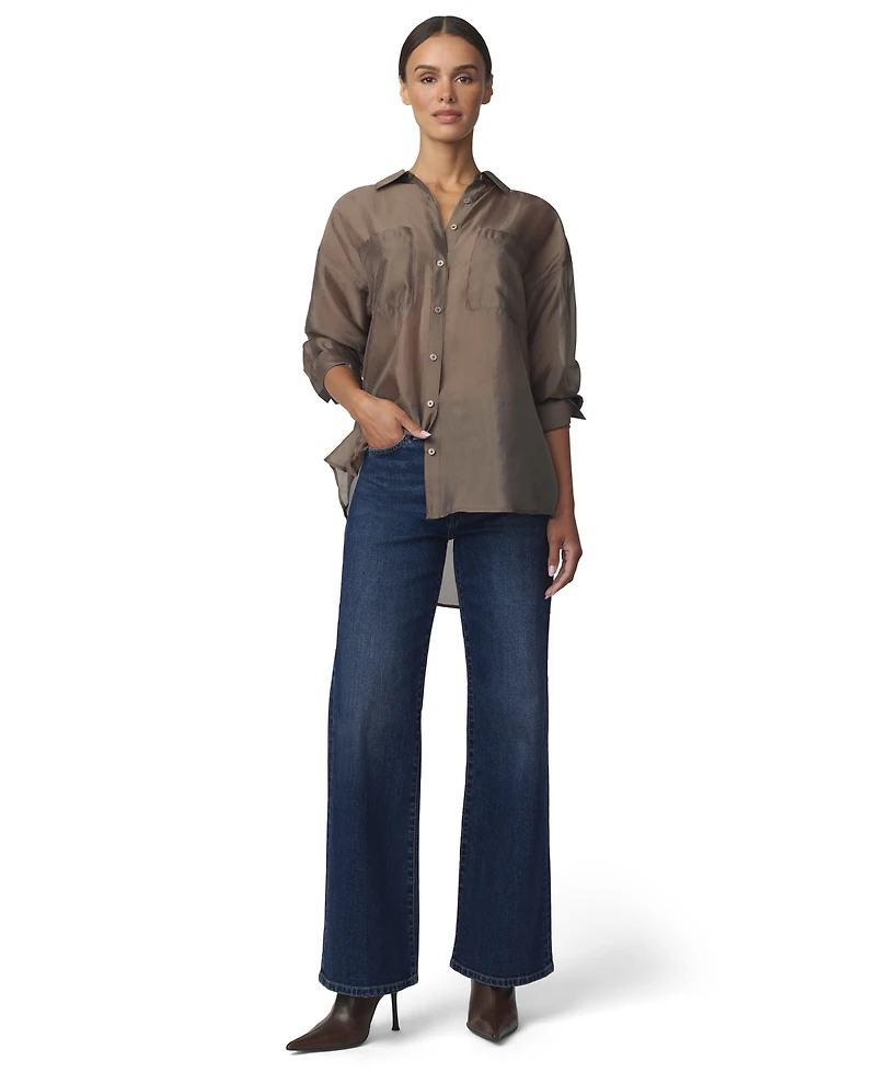Joe's Jeans Women's Organza Boyfriend Sheer Long-Sleeve Button-Up Shirt