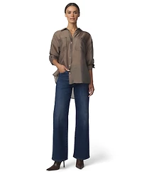 Joe's Jeans Women's Organza Boyfriend Sheer Long-Sleeve Button-Up Shirt