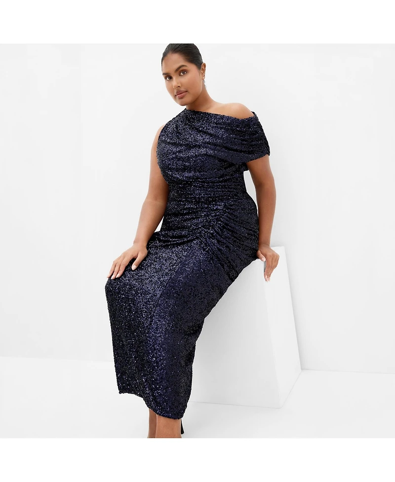 City Chic Plus Sequin Star Off Shoulder Maxi Dress