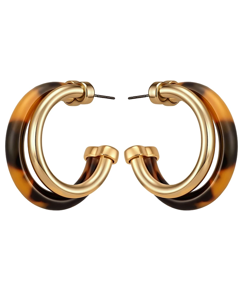 Guess Gold-Tone Tortoise Hoop Earrings