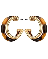 Guess Gold-Tone Tortoise Hoop Earrings