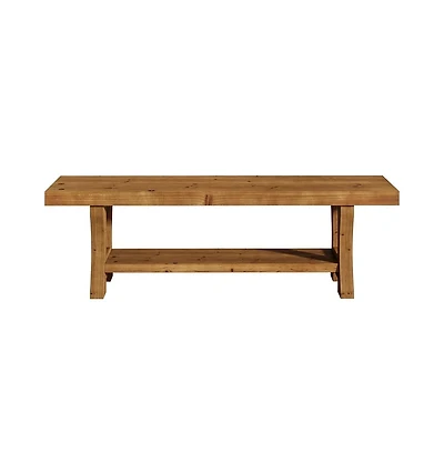 Slickblue Rustic Solid Wood Entryway Bench with Warm Farmhouse Style Design