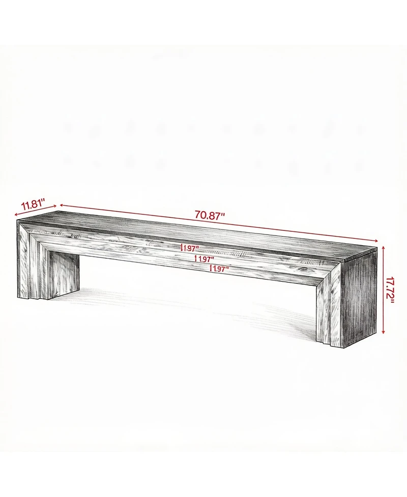 Slickblue Modern Rustic Entryway Bench with Brown Wood Finish and Black Edges