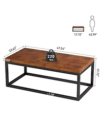 Tribesigns 47'' Coffee Table with Metal Frame, Rectangle Solid Wood
