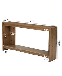 Tribesigns Solid Wood Console Table 63" for Entryway,2-Tier Sofa Table