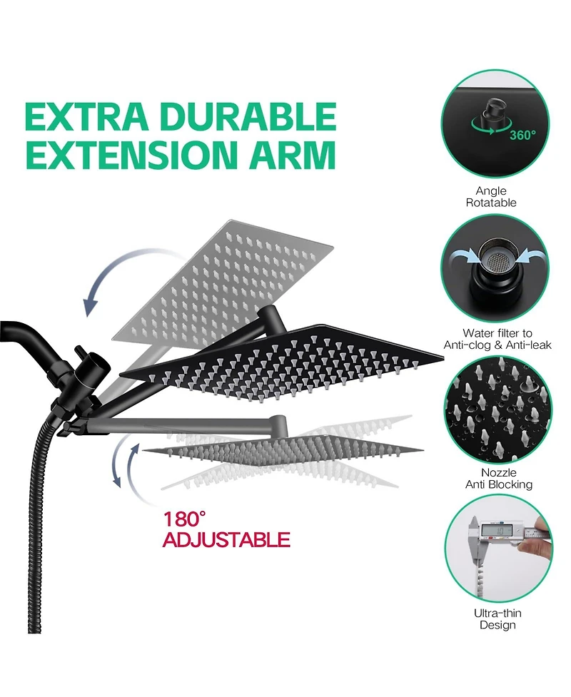 Cyqbd 10" Rain Shower Head with Handheld Spray and Extension Arm