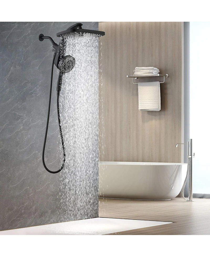 Cyqbd 1.75 Gallons Rain Shower Head Handheld Combo 9 Spray Jets Docking System