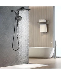 Cyqbd 1.75 Gallons Rain Shower Head Handheld Combo 9 Spray Jets Docking System