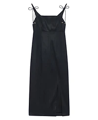 Mint Velvet Women's Linen Square-Neck Bow-Detail Midi Dress