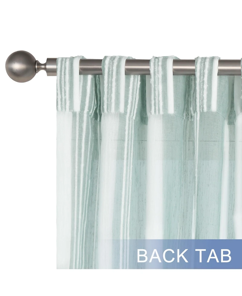 Awesome Home Tufted Stripe Light Filtering Back Tab Curtains Pair