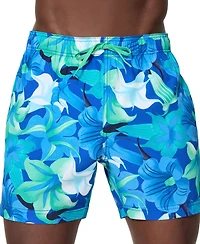 Speedo Men's Redondo Edge Volley Floral-Print Drawstring Swim Trunks, 5" Inseam