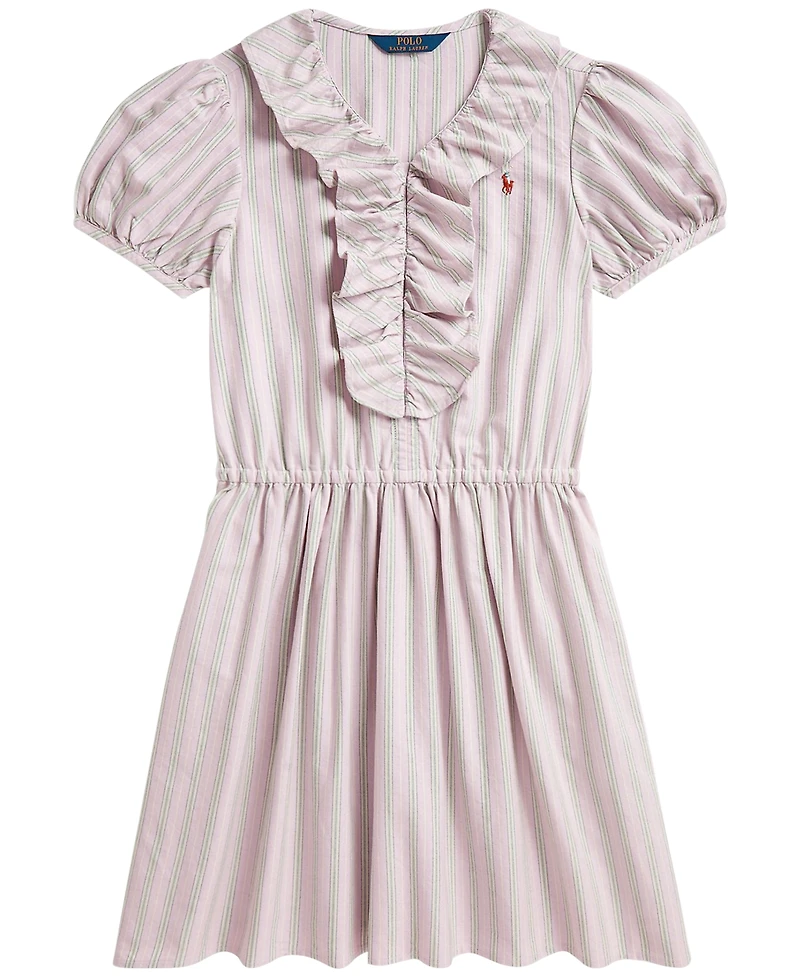 Polo Ralph Lauren Girls' 7-16 Striped Ruffled Cotton Oxford Dress