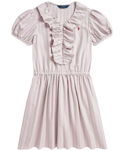 Polo Ralph Lauren Girls' 7-16 Striped Ruffled Cotton Oxford Dress