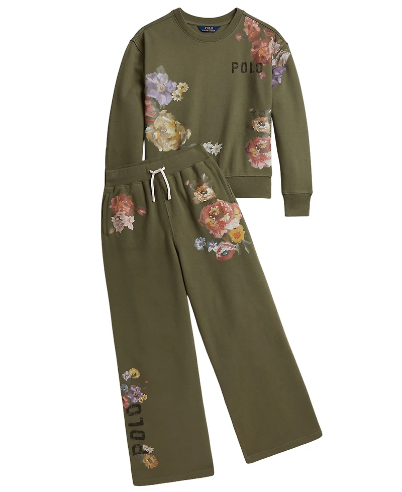 Polo Ralph Lauren Girls' 7-16 Floral Fleece Sweatshirt