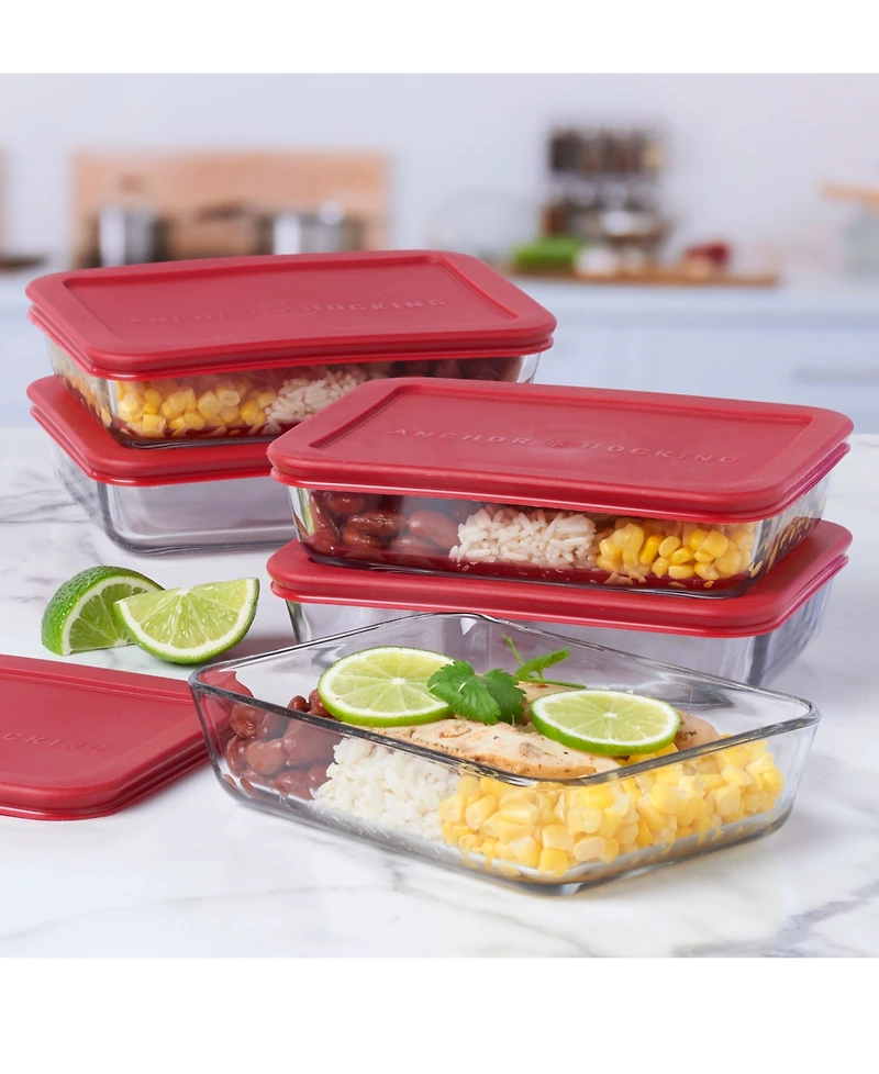 Anchor Hocking Glass 10-Piece Food Storage Container Set with Lids
