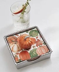 Mariposa Orange Pumpkin Beaded Aluminum Napkin Box Set