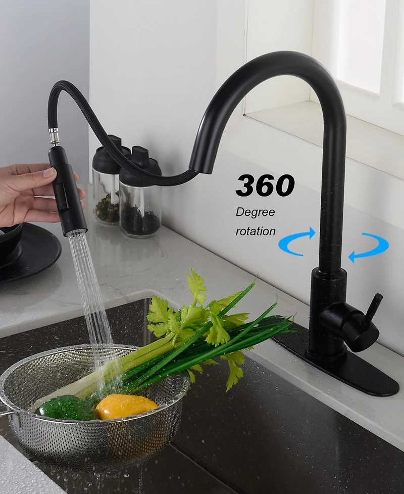 Thirtypeachy Touch Pull-Down Kitchen Faucet, Single Handle High Arc with 360degree(s) Swivel Sprayer