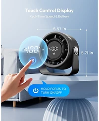 Gaiatop Small Desk Fan Rechargeable, Quiet Personal Table Fan, Touch Control Display, 360degree(s) Tilt, 5-Speed Strong Wind, 4000mAh Battery