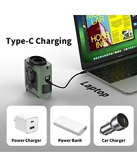 Gaiatop 10000mAh Portable Waist Fan with Belt Clip, 5 Speeds, Flashlight and Rechargeable Battery
