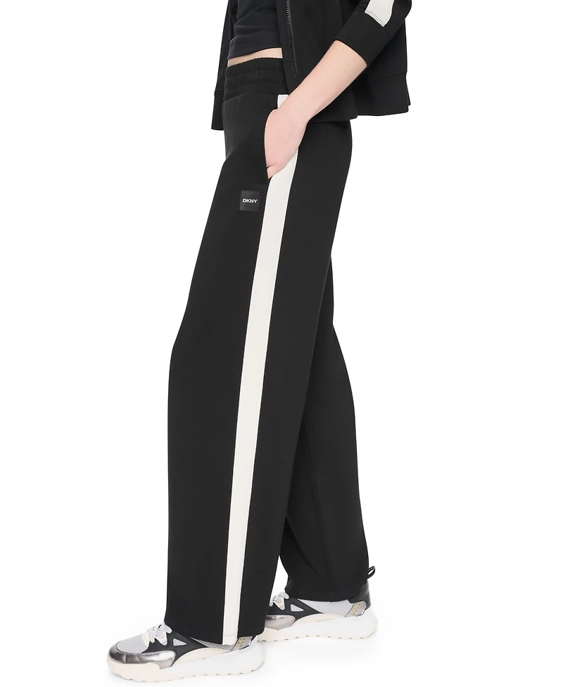 Dkny Sport Women's High-Rise Modified Wide-Leg Side-Stripe Pant