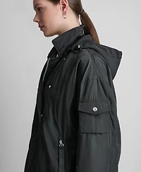 Dkny Sport Women's Removable Hood Long Flight Quilted-Lined Jacket