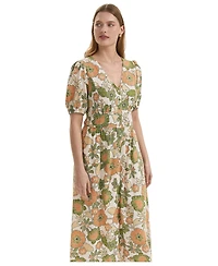 Finery London Womens Addison Floral Linen Blend Midi Dress