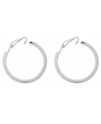 And Now This Cubic Zirconia Medium In & Out Clip-On Hoop Earrings in Silver-Plate, 1.18"