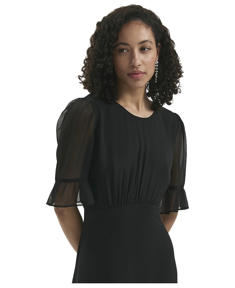 Finery London Women's Jennifer Short Sleeve Chiffon Midi Dress