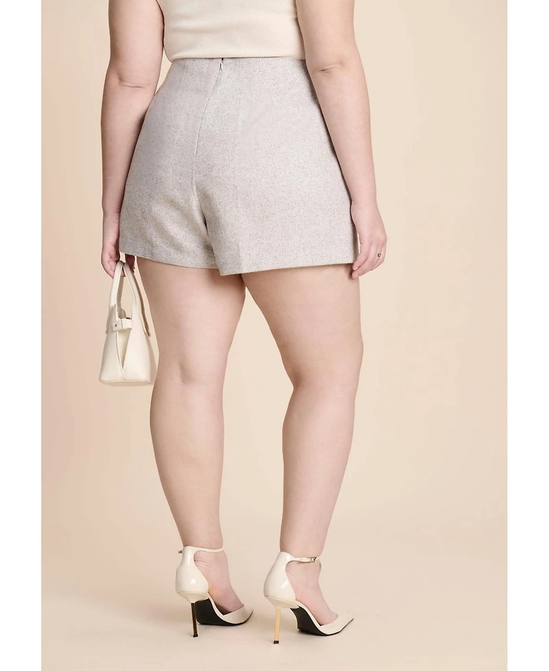 Eloquii Women's Highwaist Wool Blend Mini Suiting Short