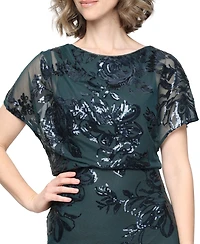 Sl Fashions Women's Floral-Print Sequin Wedding Guest Dress