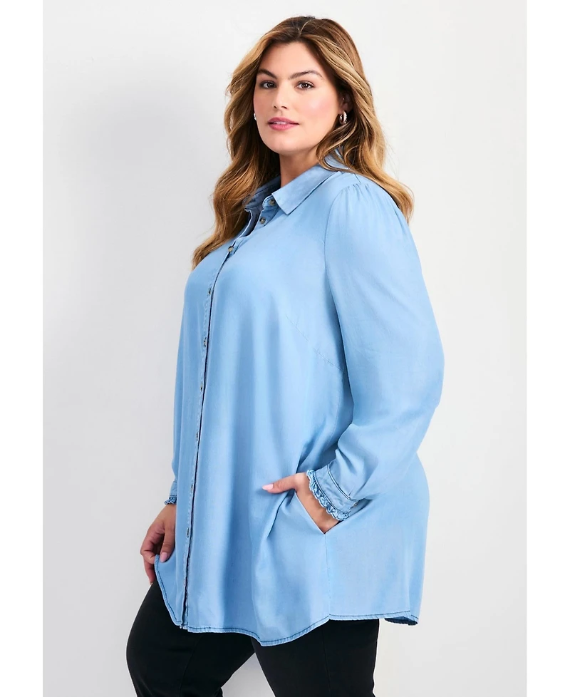 Avenue Women's Plus Sia Chambray Shirt