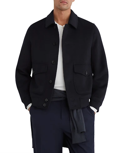 Reiss Men's Deluca Wool-Blend Flap-Pocket Bomber Jacket