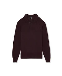 Reiss Men's Ashdown Raglan-Sleeve Open-Collar Cotton Polo Sweater