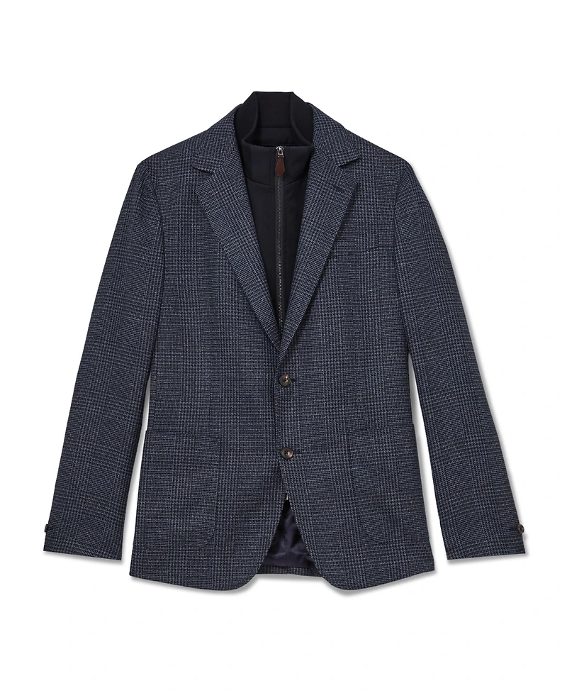 Reiss Men's Kyle Check Single-Breasted with Gilet Insert Tailored-Fit Blazer