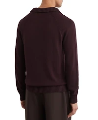 Reiss Men's Ashdown Raglan-Sleeve Open-Collar Cotton Polo Sweater