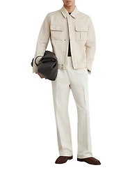 Reiss Men's Americas Lyocell-Cotton Twill Regular-Fit Bomber Jacket