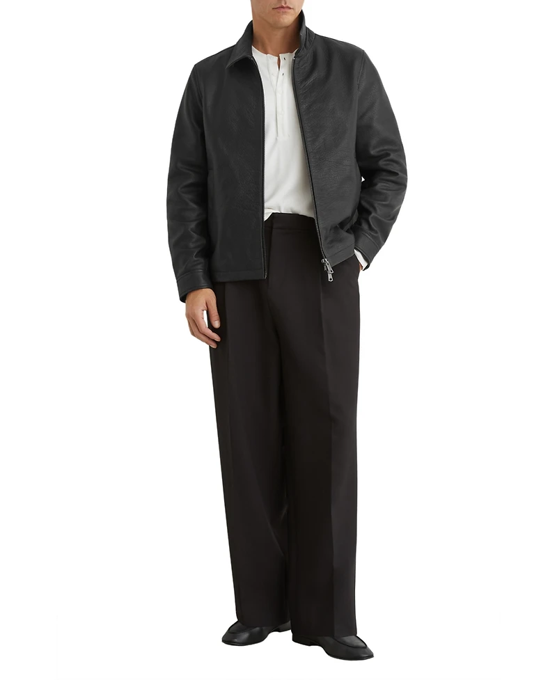 Reiss Men's Ortega Regular-Fit Zip-Through Leather Jacket