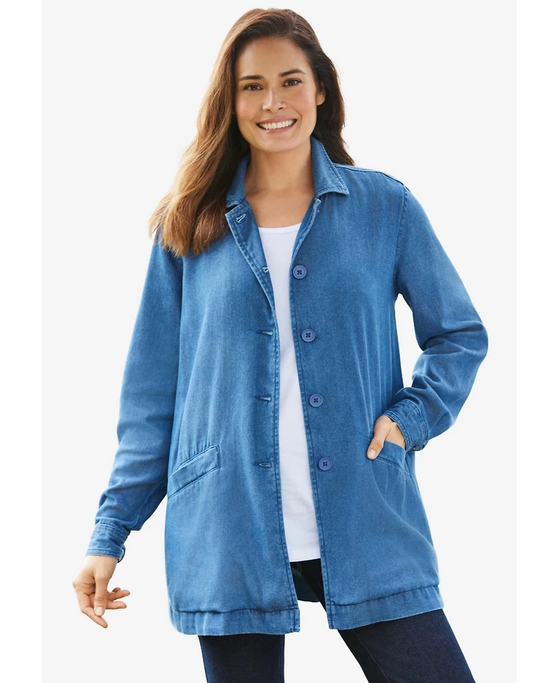 Woman Within Plus Pleat-Back Denim Jacket