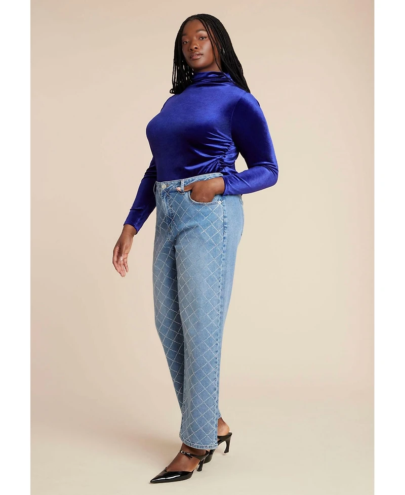 Eloquii Plus Size Velvet Mockneck Top