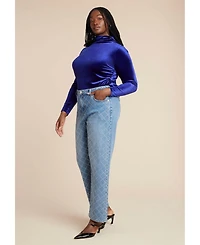 Eloquii Plus Size Velvet Mockneck Top