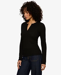 Sanctuary Women's Not So Basic Textured Long-Sleeve Henley Top