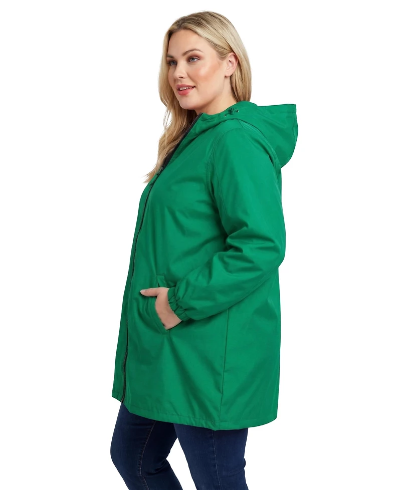 Woman Within Women's Plus Hooded Slicker Raincoat